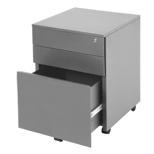 Rapidline Precious Silver Go Steel Mobile Pedestal 3 Drawer