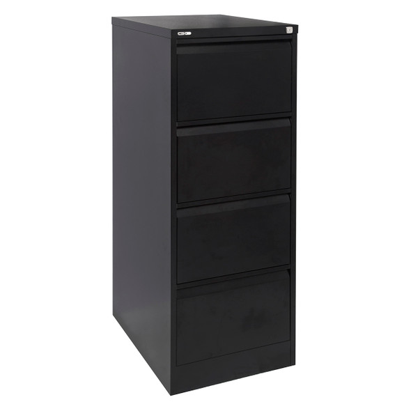 Rapidline Go Vertical Filing Cabinet 4 Drawer 460 x 620 x 1321mm Black Ripple