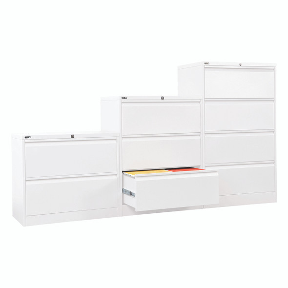 Rapidline Go Heavy Duty White Satin Lateral Filing Cabinet Three Drawer