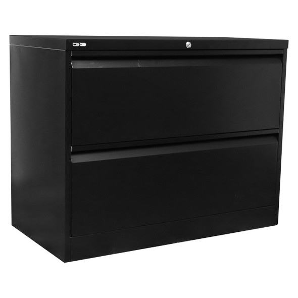 Rapidline Go Heavy Duty Lateral Filing Cabinet Two Drawer Black Satin