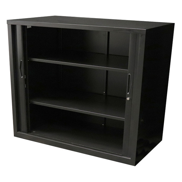 Rapidline Go Tambour Door Cupboard with 2 Shelves 1200 x 1016 x 473mm Black