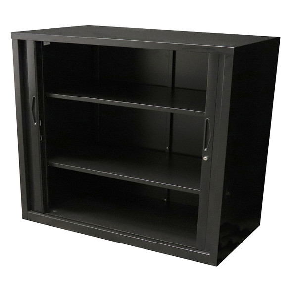 Rapidline Go Tambour Door Cupboard with 2 Shelves 900 x 1016 x 473mm Black