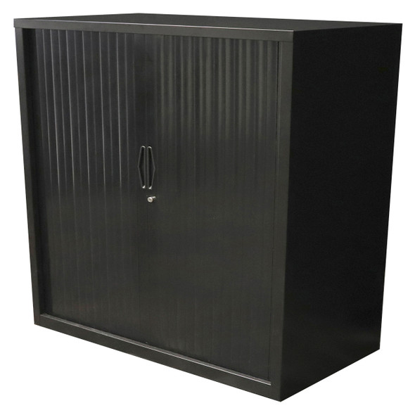Rapidline Go Tambour Door Cupboard 900 x 1016 x 473mm with 2 Shelves Black