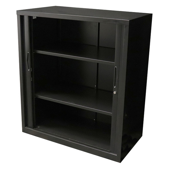 Rapidline Go Tambour Door Cupboard with 2 Shelves 900 x 1200 x 473mm Black