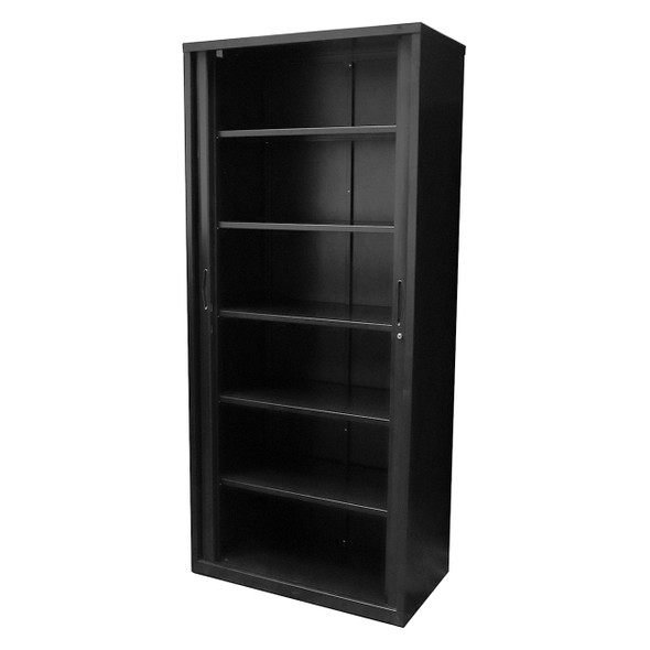 Rapidline Go Tambour Door Cupboard with 5 Shelves 900 x 1981 x 473mm Black