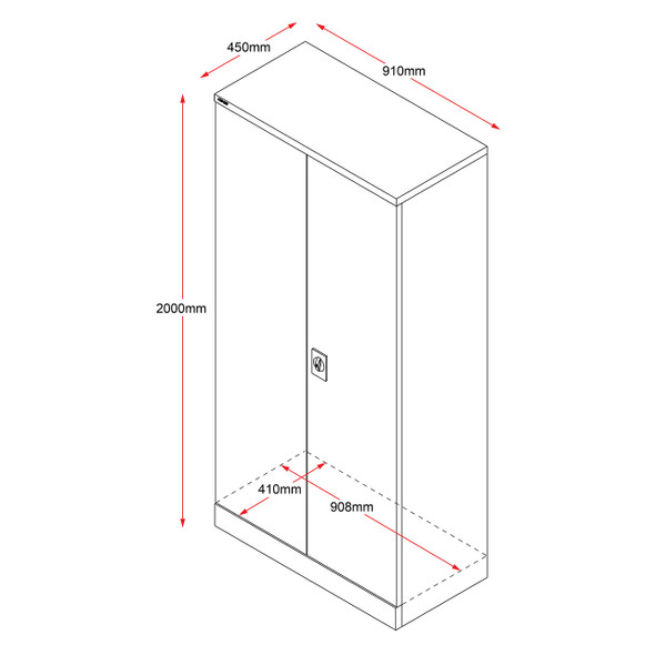 Rapidline Go Swing Door Steel Cupboard Graphite Ripple 910 x 450 x 2000mm