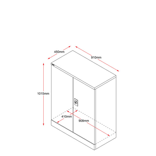 Rapidline Go Swing Door Steel Cupboard Silver Grey 910 x 450 x 1015mm