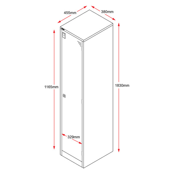 Rapidline Silver Grey Go 4 Door Steel Locker 380 x 455 x 1830mm