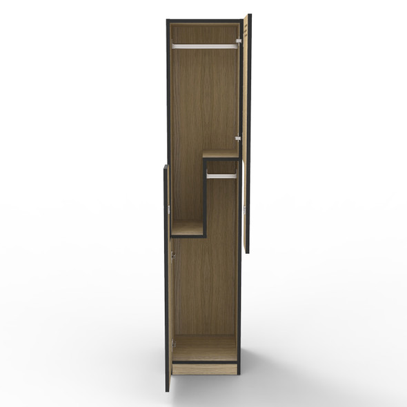Rapidline Melamine Locker Rapid Infinity Step Door Natural Oak / Black
