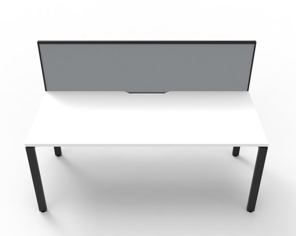 Rapidline Workstation Deluxe Infinity Single Sided Profile Leg 1500 x 750mm with Screen Natural White / Black Satin