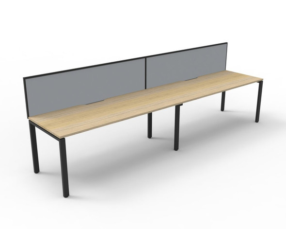 Rapidline Deluxe Infinity Single Sided 2 Person Workstation Profile Leg 1200 x 750mm with Screen Natural Oak / Black Satin