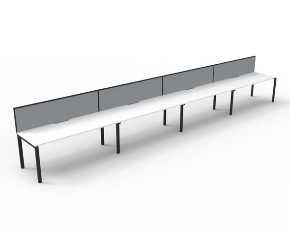 Rapidline Deluxe Infinity Single Sided 4 Person Workstation Profile Leg 1500 x 750mm with Screen Natural White / Black Satin