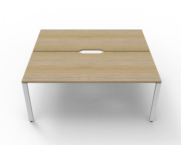 Rapidline 2 Person Workstation Deluxe Infinity Back to Back Profile Leg 1800 x 750mm Natural Oak / White Satin
