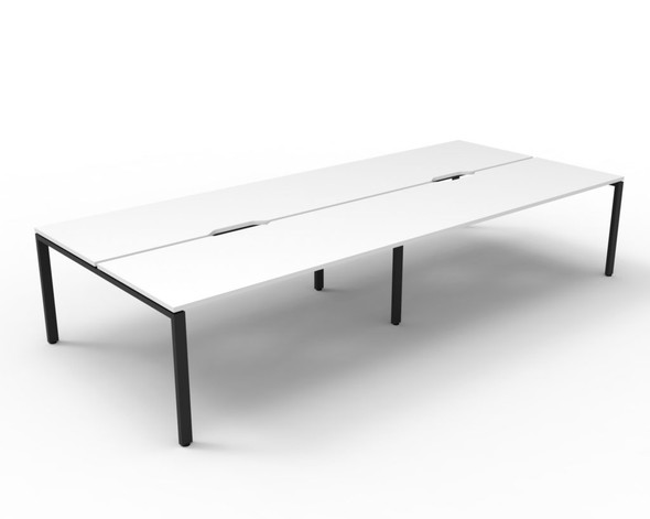 Rapidline Deluxe Infinity Back to Back 4 Person Workstation Profile Leg 1500 x 750mm Natural White / Black Satin