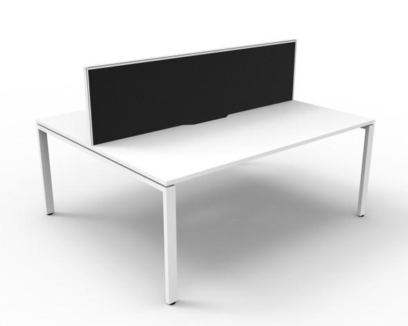 Rapidline Deluxe Infinity Back to Back 2 Person Workstation Profile Leg 1200 x 750mm with Screen Natural White / White Satin