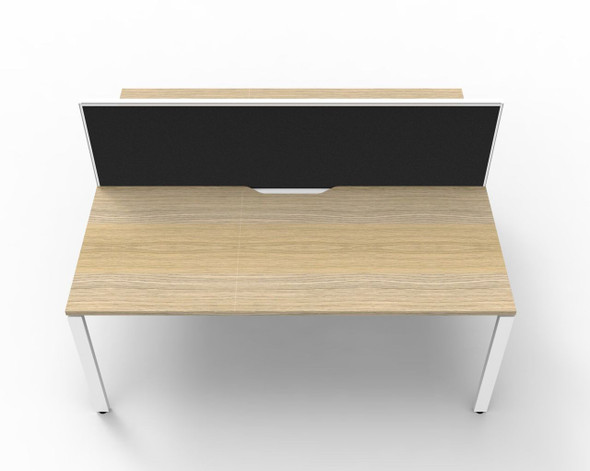 Rapidline 2 Person Workstation Deluxe Infinity Back to Back Profile Leg 1500 x 750mm with Screen Natural Oak / White Satin