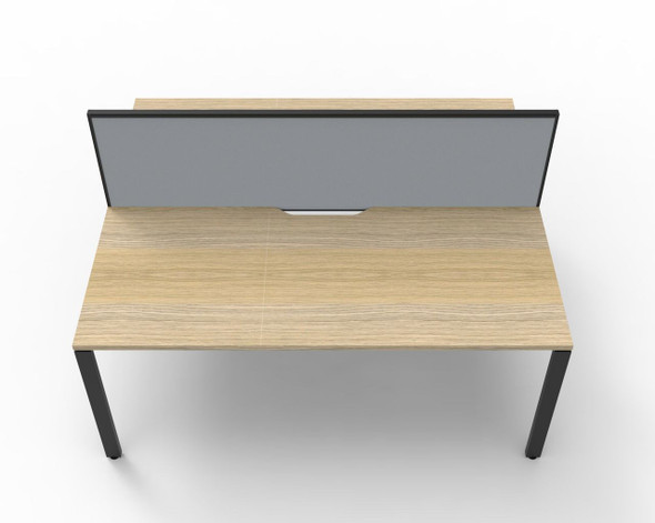 Rapidline 2 Person Workstation Deluxe Infinity Back to Back Profile Leg 1800 x 750mm with Screen Natural Oak / Black Satin