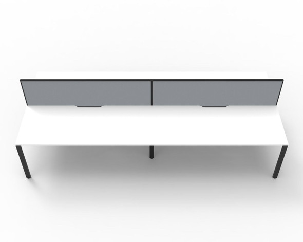 Rapidline 4 Person Workstation Deluxe Infinity Back to Back Profile Leg 1500 x 750mm with Screen Natural White / Black Satin