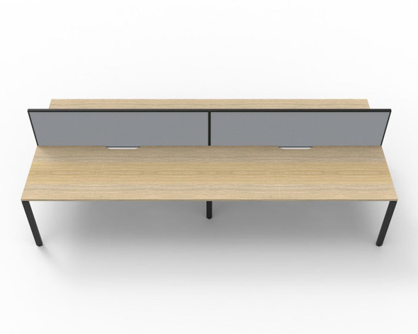 Rapidline 4 Person Workstation Deluxe Infinity Back to Back Profile Leg 1500 x 750mm with Screen Natural Oak / Black Satin