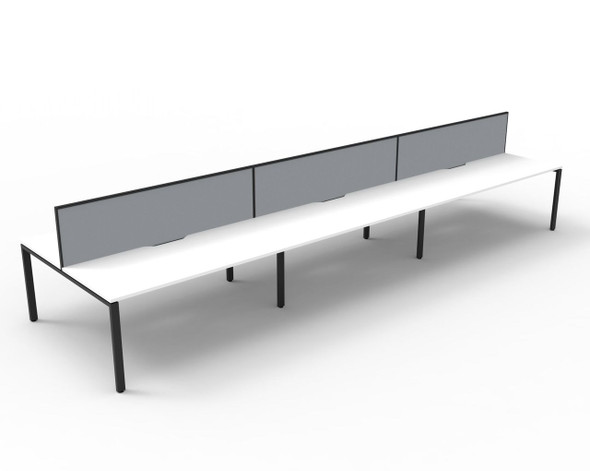Rapidline Deluxe Infinity Back to Back 6 Person Workstation Profile Leg 1200 x 750mm with Screen Natural White / Black Satin