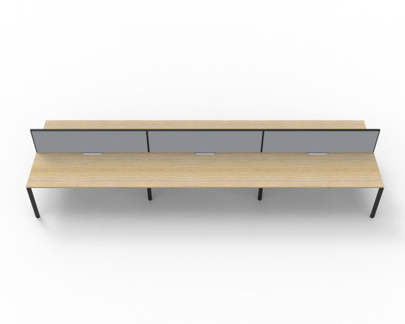 Rapidline 6 Person Workstation Deluxe Infinity Back to Back Profile Leg 1200 x 750mm with Screen Natural Oak / Black Satin