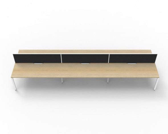 Rapidline 6 Person Workstation Deluxe Infinity Back to Back Profile Leg 1200 x 750mm with Screen Natural Oak / White Satin
