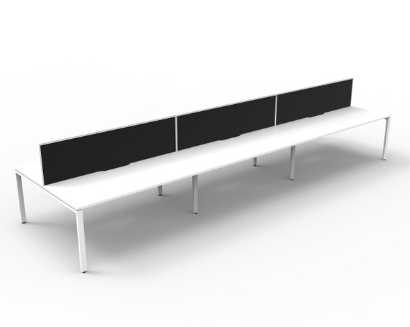 Rapidline Deluxe Infinity Back to Back 6 Person Workstation Profile Leg 1500 x 750mm with Screen Natural White / White Satin