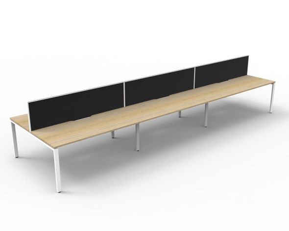 Rapidline Deluxe Infinity Back to Back 6 Person Workstation Profile Leg 1800 x 750mm with Screen Natural Oak / White Satin