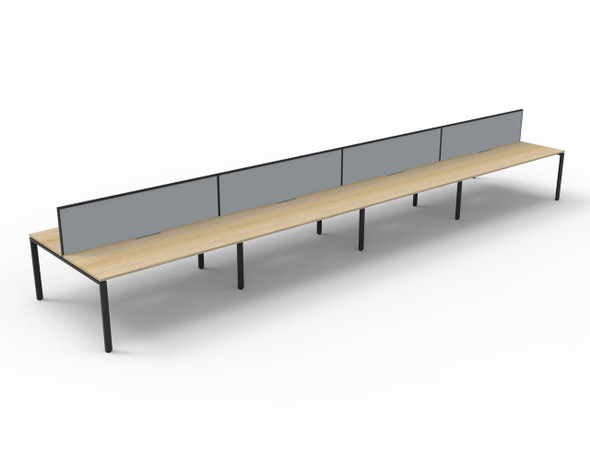 Rapidline Deluxe Infinity Back to Back 8 Person Workstation Profile Leg 1500 x 750mm with Screen Natural Oak / Black Satin