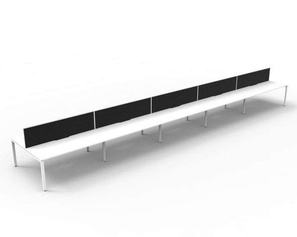 Rapidline Deluxe Infinity Back to Back 10 Person Workstation Profile Leg 1200 x 750mm with Screen  Natural White / White Satin