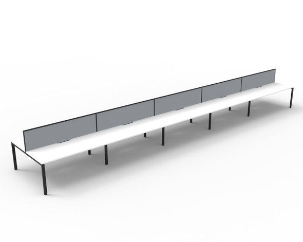 Rapidline Deluxe Infinity Back to Back 10 Person Workstation Profile Leg 1500 x 750mm with Screen Natural White / Black Satin