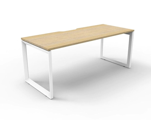 Rapidline Deluxe Infinity Single Sided Workstation Loop Leg 1200 x 750mm Natural Oak / White Satin