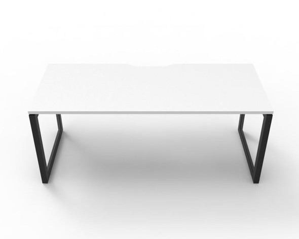 Rapidline Workstation Deluxe Infinity Single Sided Loop Leg 1800 x 750mm Natural White / Black Satin