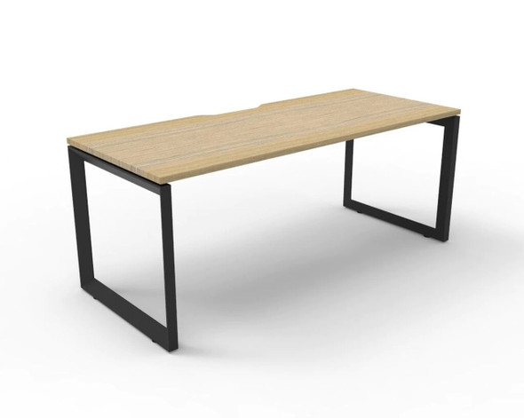 Rapidline Deluxe Infinity Single Sided Workstation Loop Leg 1800 x 750mm Natural Oak / Black Satin