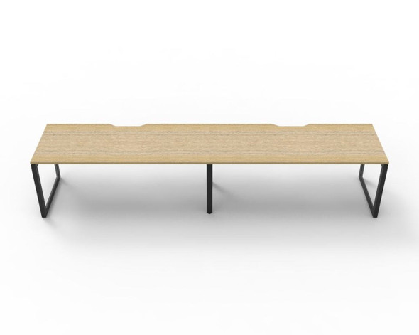 Rapidline 2 Person Workstation Deluxe Infinity Single Sided Loop Leg 1200 x 750mm Natural Oak / Black Satin