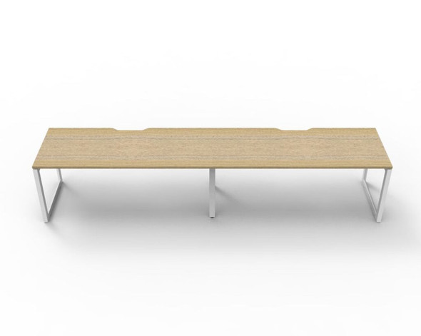 Rapidline 2 Person Workstation Deluxe Infinity Single Sided Loop Leg 1500 x 750mm Natural Oak / White Satin