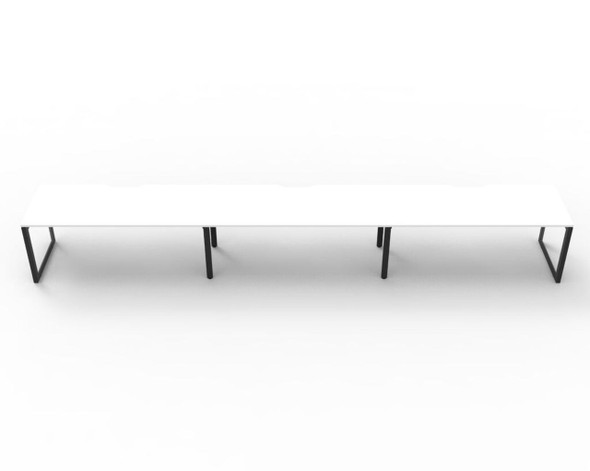 Rapidline 3 Person Workstation Deluxe Infinity Single Sided Loop Leg 1500 x 750mm Natural White / Black Satin