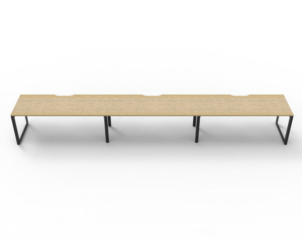 Rapidline 3 Person Workstation Deluxe Infinity Single Sided Loop Leg 1800 x 750mm Natural Oak / Black Satin