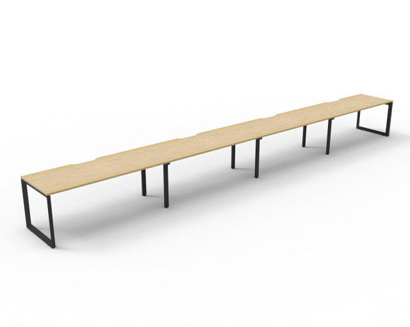 Rapidline Deluxe Infinity Single Sided 4 Person Workstation Loop Leg 1800 x 750mm Natural Oak / Black Satin