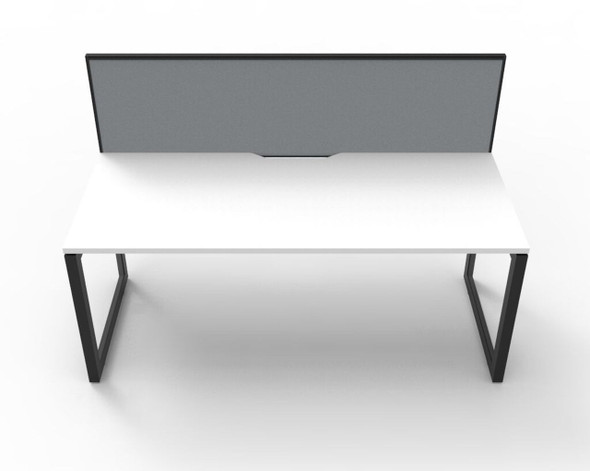 Rapidline Workstation Deluxe Infinity Single Sided Loop Leg 1500 x 750mm with Screen Natural White / Black Satin