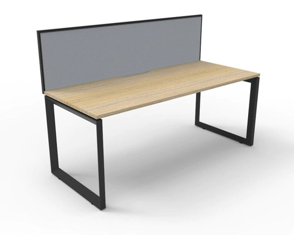 Rapidline Deluxe Infinity Single Sided Workstation Loop Leg 1800 x 750mm with Screen Natural Oak / Black Satin