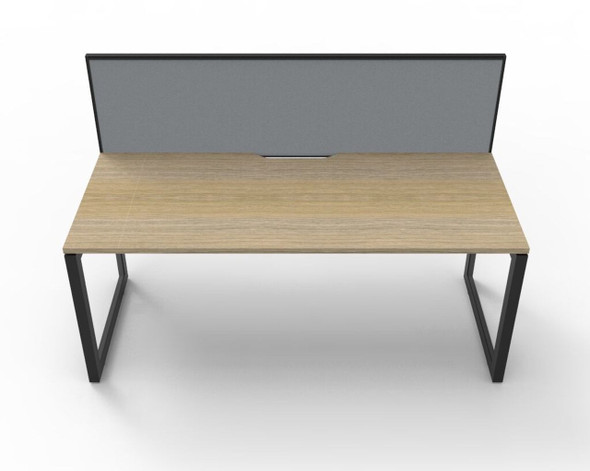 Rapidline Workstation Deluxe Infinity Single Sided Loop Leg 1800 x 750mm with Screen Natural Oak / Black Satin