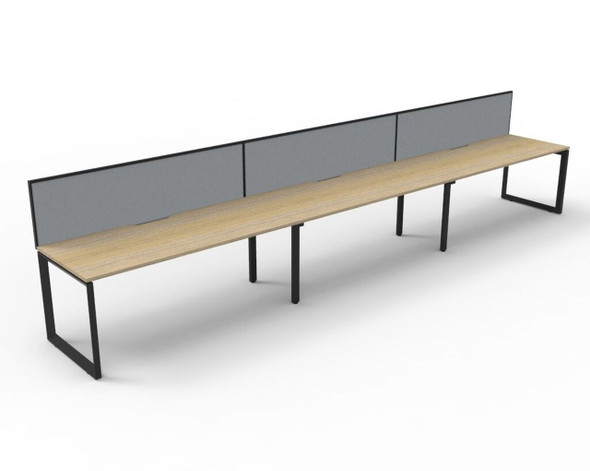 Rapidline Deluxe Infinity Single Sided 3 Person Workstation Loop Leg 1200 x 750mm with Screen Natural Oak / Black Satin