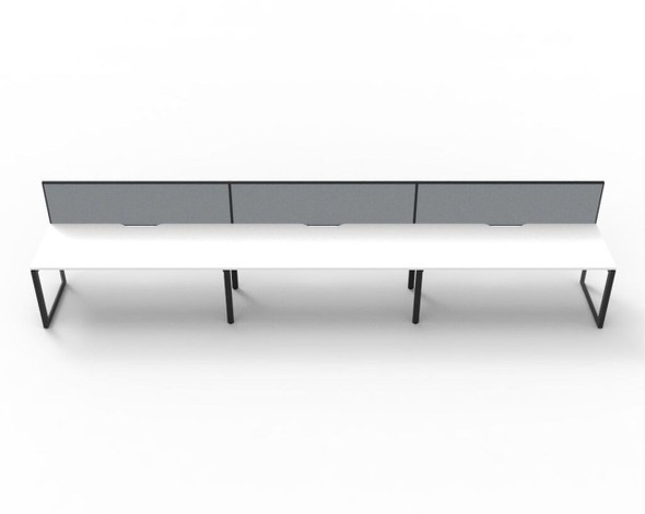Rapidline 3 Person Workstation Deluxe Infinity Single Sided Loop Leg 1800 x 750mm with Screen Natural White / Black Satin