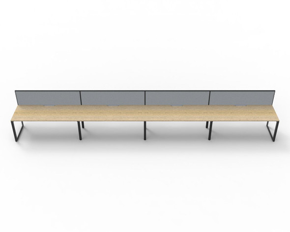 Rapidline 4 Person Workstation Deluxe Infinity Single Sided Loop Leg 1200 x 750mm with Screen Natural Oak / Black Satin