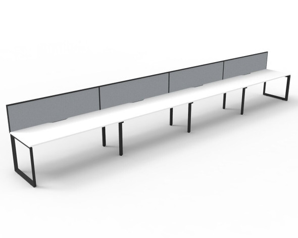 Rapidline Deluxe Infinity Single Sided 4 Person Workstation Loop Leg 1500 x 750mm with Screen Natural White / Black Satin