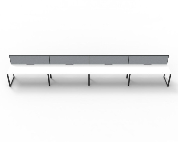 Rapidline 4 Person Workstation Deluxe Infinity Single Sided Loop Leg 1800 x 750mm with Screen Natural White / Black Satin