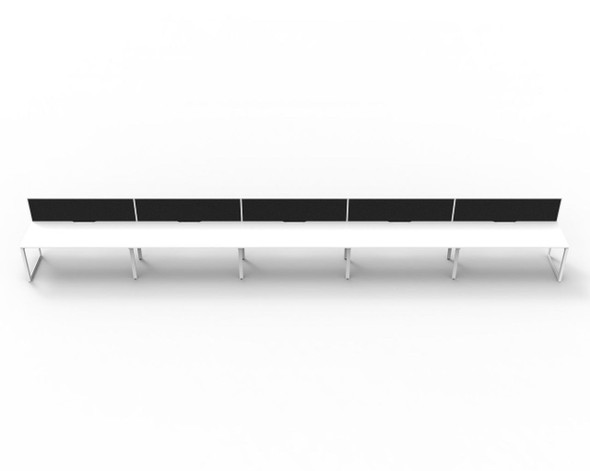 Rapidline 5 Person Workstation Deluxe Infinity Single Sided Loop Leg 1200 x 750mm with Screen Natural White / White Satin