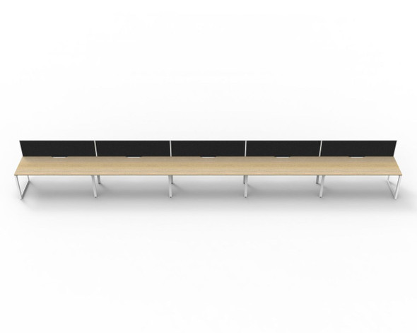 Rapidline 5 Person Workstation Deluxe Infinity Single Sided Loop Leg 1200 x 750mm with Screen Natural Oak / White Satin