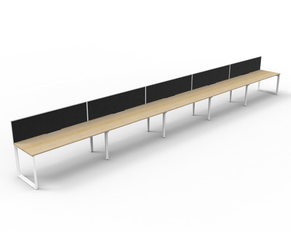Rapidline Deluxe Infinity Single Sided 5 Person Workstation Loop Leg 1500 x 750mm with Screen Natural Oak / White Satin